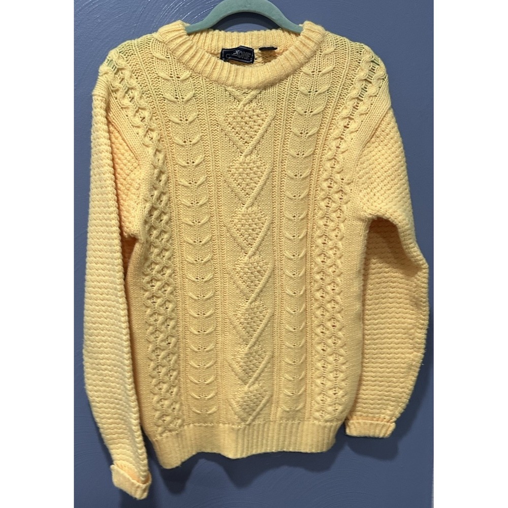 VTG  Astor One Cable Knit Sweater Women's M Oversized Yellow Pullover Fair Isle - Picture 6 of 11